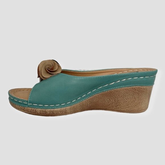 GOOD CHOICE SYDNEY Slip-On Wedge Women's Sandals Blue Size 6.5 - Picture 3 of 8